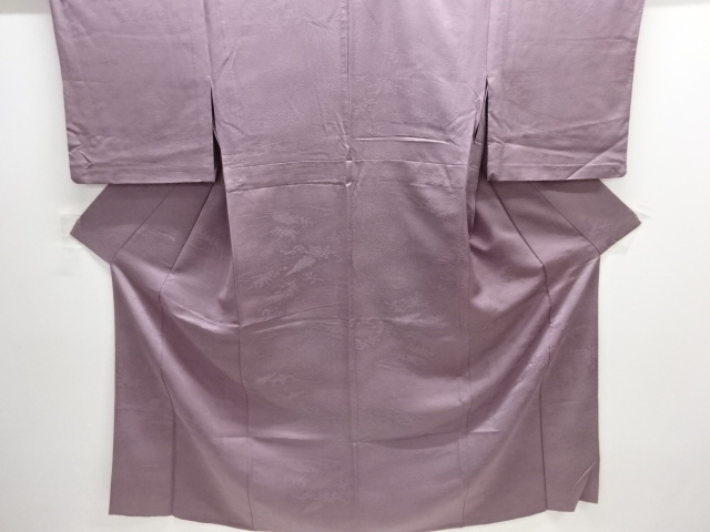 流水に笹模様織り出し単衣色無地着物